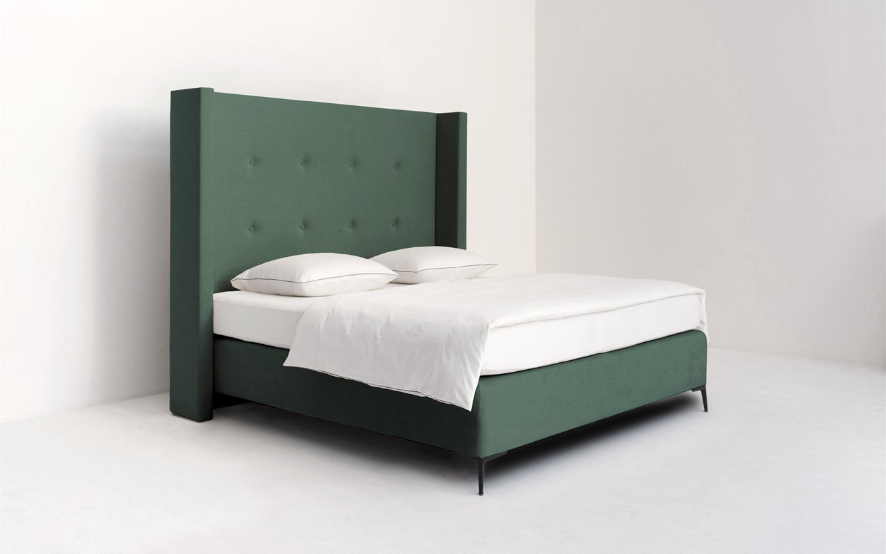 Hoofdbord groen buttons edge bed habits